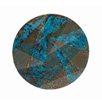 Verdigris Copper Wall Art, Copper Geometric Design 300 Mm Diameter, 3 of 4