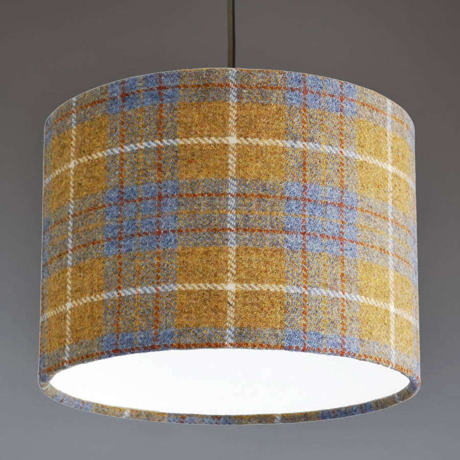 Mustard Yellow Check Harris Tweed Lampshade By Quirk
