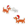 Christmas Sausage Dog Sterling Silver Earrings, thumbnail 3 of 5
