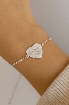 Personalised Heart Charm Bracelet, Sterling Silver 925, Wedding Gift, Baby Gift, Bridesmaid, Friend, 2 of 6