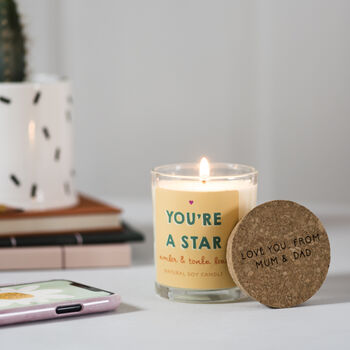 'You're A Star' Amber And Tonka Bean Candle, 2 of 3