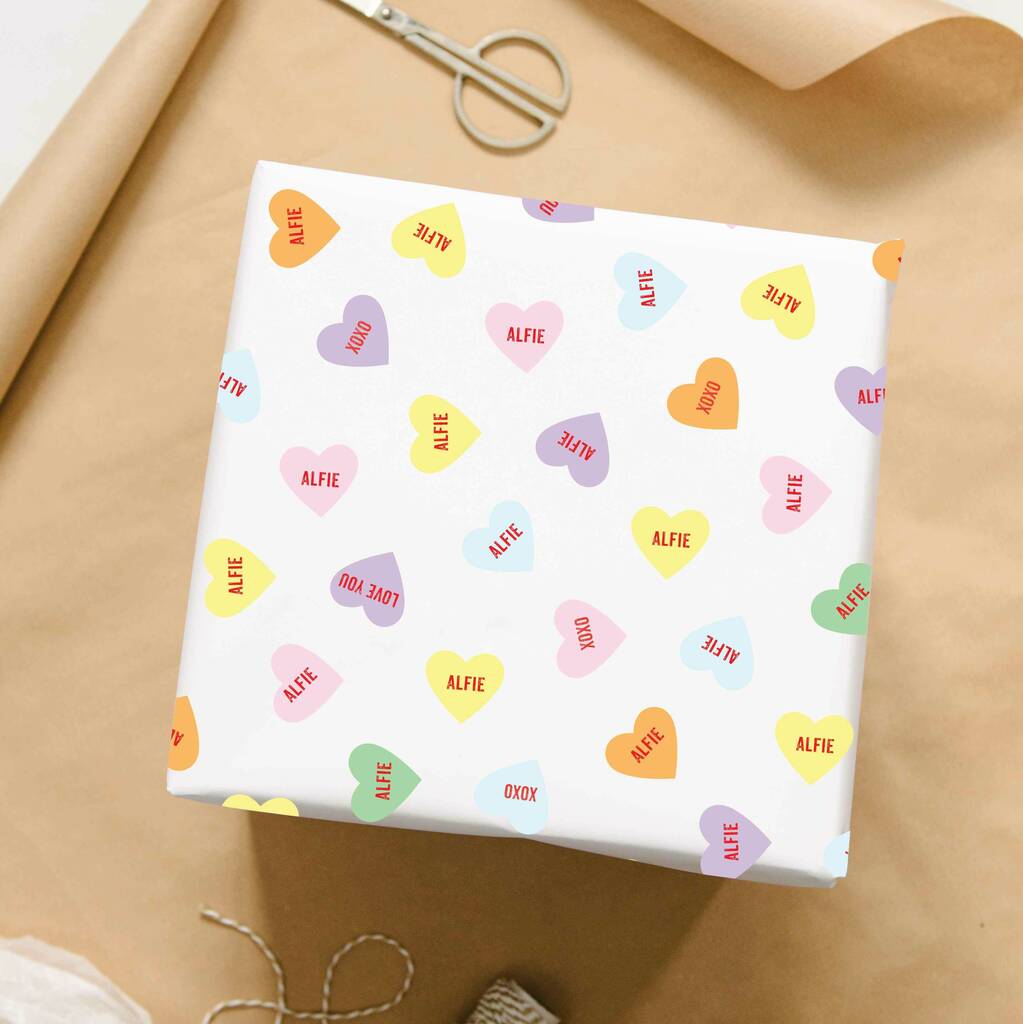 Personalised Love Heart Wrapping Paper By Abigail Warner