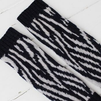 Zebra Lambswool Knitted Wrist Warmers, 10 of 12