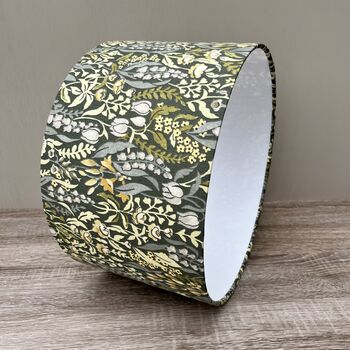 Kelmscott Moss Green Floral Drum Lampshade, 2 of 8