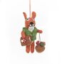 Handmade Felt Fungi Forager Squirrel Hanging Decoration, thumbnail 3 of 3