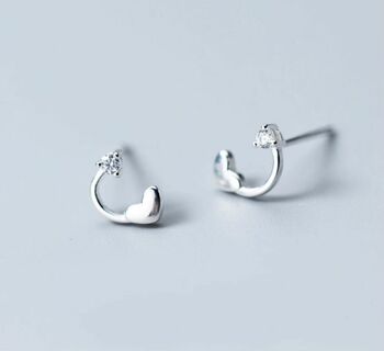 Rose Plated Or Sterling Silver Tiny Heart Drop Earrings, 4 of 6