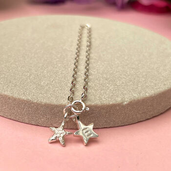 Personalised Sterling Silver Mini Starfish And Initial Star Bracelet, 2 of 12