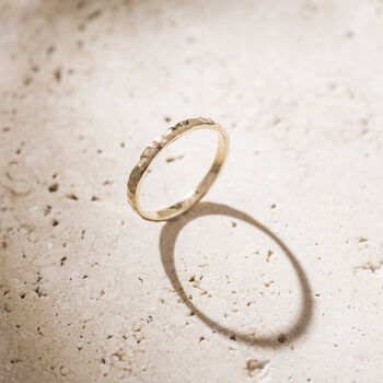Solid 9ct Gold Hammered Ring, 4 of 6
