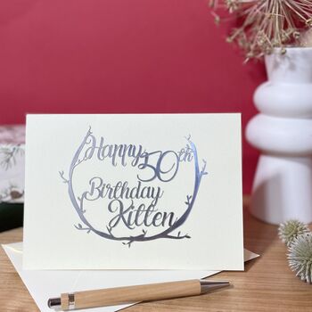 Personalised 50th Silver Papercut Birthday Card, 10 of 10