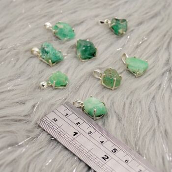 Raw Emerald Silver Pendant Necklace, 3 of 5