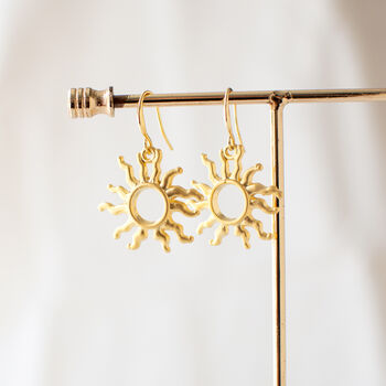 Gold Plated Sun Dangle Earrings, 4 of 9