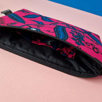 Large African Print Zip Pouch | Pink Omolara Print, 4 of 5