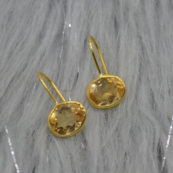 Citrine Earrings: Dangle Drop, Silver Or Gold, November Birthstone, 2 of 9