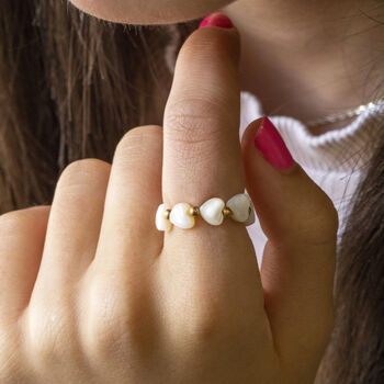 Mother Of Pearl Heart Stretch Ring, 3 of 7