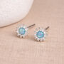 Sterling Silver Blue Opal Daisy Stud Earrings – 6mm, thumbnail 3 of 10
