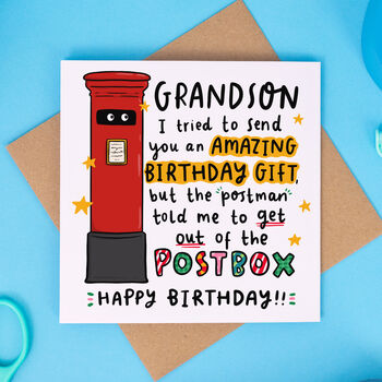 Grandson Funny Postbox Birthday Card, 2 of 2