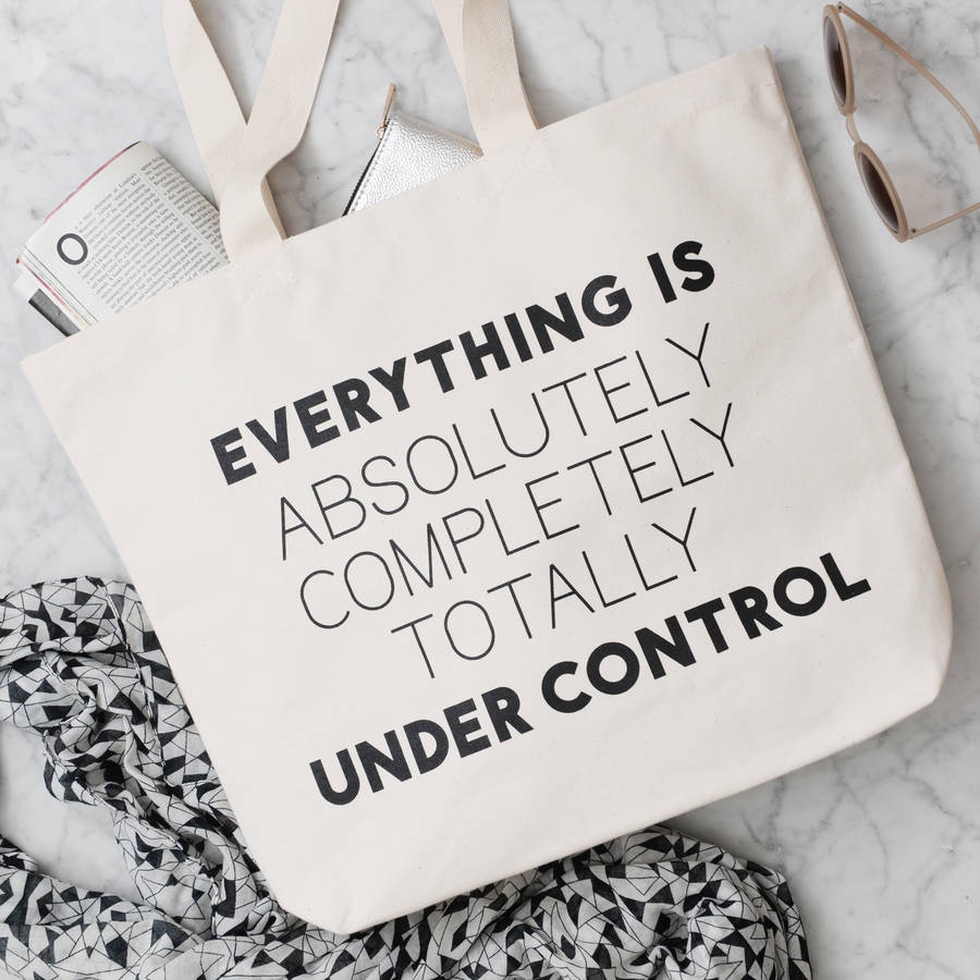 Under Control Canvas Bag By Alphabet Bags