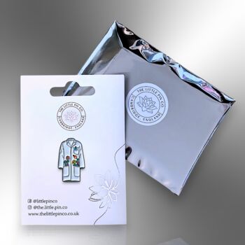 White Lab Coat Enamel Brooch Pin, Ideal Gift For Doctors, Laboratory Technicians And Scientists, Secret Santa Gift, 5 of 8