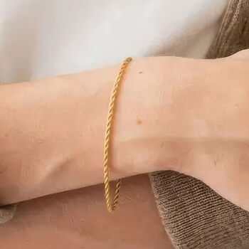Gold Plated Sterling Silver Rope Chain Bracelet, 2 of 5
