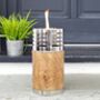 Wooden And Stainless Steel Garden Oil Lamp Three Sizes, thumbnail 4 of 8