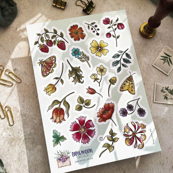 Vintage Retro Floral Vinyl Sticker Sheet, 2 of 5