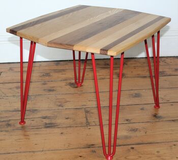 Hairpin Leg Coffee Table Solid Ash Oak Walnut Stripe, 10 of 10