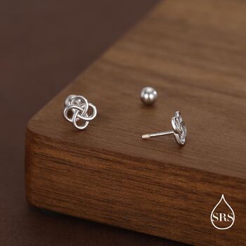 Sterling Silver Celtic Knot 18g Screw Back Stud Earrings UK, 6 of 11