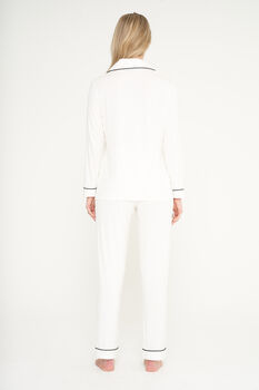 Personalised Super Soft White Long Jersey Pyjamas, 5 of 7