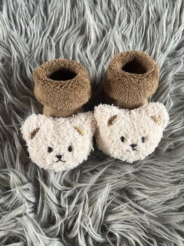 Brown Teddy Bear Baby Socks, 3 of 10