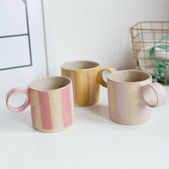 Soren Lilac, Pink And Yellow Stripe Round Handled Mug, 7 of 11