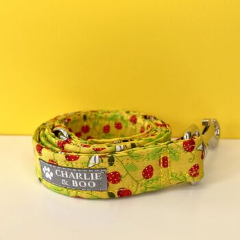 Yellow Bee And Strawberry Dog Collar And Lead, 4 of 7
