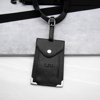 Personalised Metallic Edge Leather Luggage Tag, 2 of 7