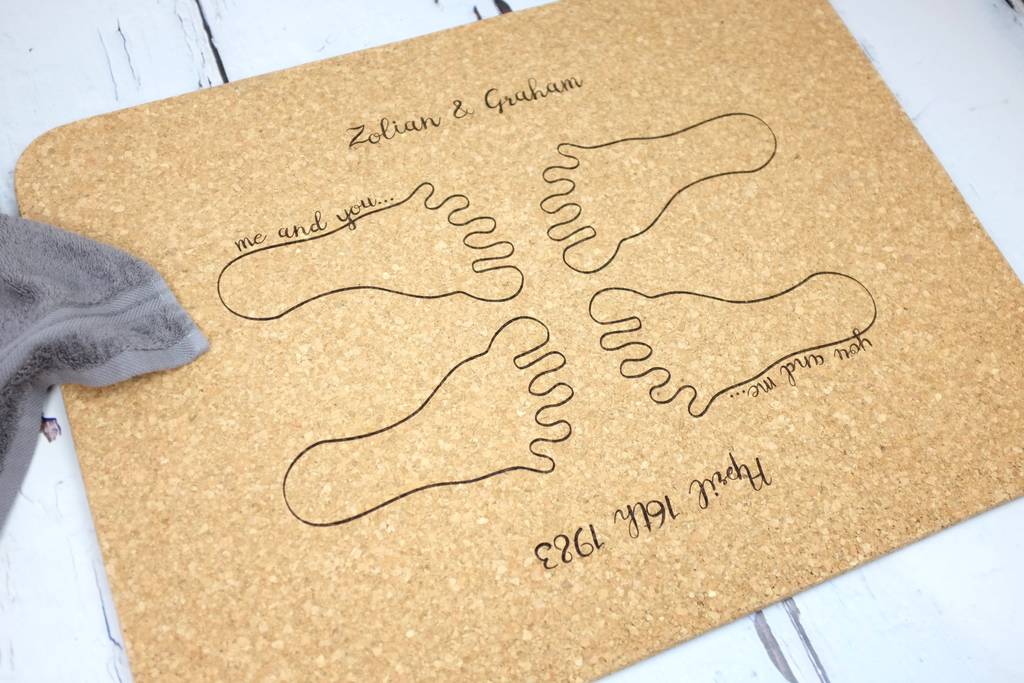 personalised cork bath mat by auntie mims
