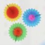 Flower Fan Paper Decoration Set Of Three Bright, thumbnail 1 of 3
