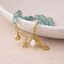 Personalised Waterproof Gold Plated Sea Charm, Pearl And Aqua Bead Bracelet, thumbnail 1 of 9