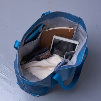Eco Friendly Washable Blue Shoulder Bag, 6 of 8