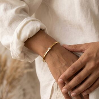 Solitaire Diamond Bangle Gold Non Tarnish Waterproof, 5 of 8