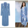 1940's Style Dress Coat In Cornflower Blue Silk Velvet, thumbnail 2 of 2