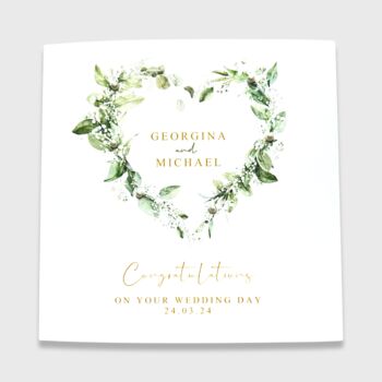 Personalised Wedding Day Card Heart Wreath, 2 of 4