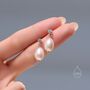Sterling Silver Genuine Freshwater Pearl And Cz Drop Earrings, thumbnail 4 of 10