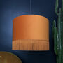 Rust Velvet Lampshades With Gold Lining With Fringing, thumbnail 2 of 12