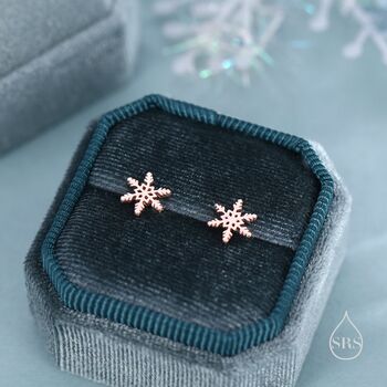 Small Snowflake Stud Earrings In Sterling Silver, 5 of 12