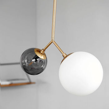 Twice Opal And Grey Glass Orb Pendant Light, 3 of 4