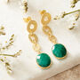 Emerald Gold Vermeil Textured Circle Drop Earrings, thumbnail 2 of 11