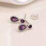 Teardrop Sterling Silver Amethyst Stud Earrings, thumbnail 3 of 10