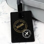 Personalised Stamped Black Leather Luggage Tag, thumbnail 1 of 4