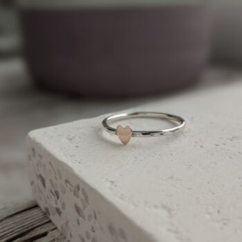 Tiny 9ct Gold Heart Stacker Ring, 4 of 7