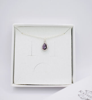 Amethyst Purple Teardrop Pendant Necklace, 2 of 5