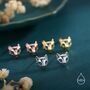 Sterling Silver Cute Cat Skull Stud Earrings, thumbnail 2 of 11