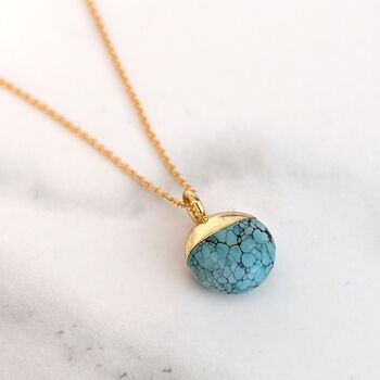 The Orb Turquoise December Birthstone Necklace, Gold, 4 of 8